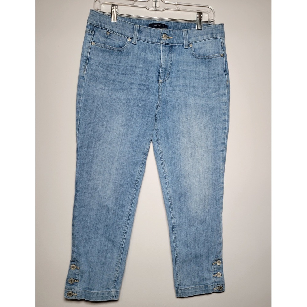 Talbots Simply Flattering 5 Pocket Crop Jeans Womens 8P Button Ankle 0021